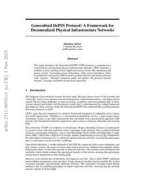 PDF Document Cover - Generalised DePIN Protocol: Framework for Decentralized Physical Infrastructure Networks